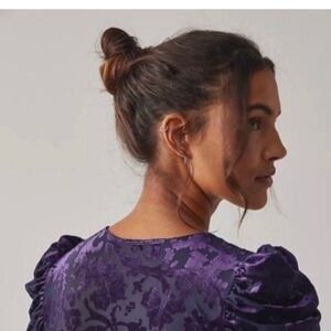 Free People Intimately Velvet Burnout Purple Bodysuit / Magic Hour / NWT /Small